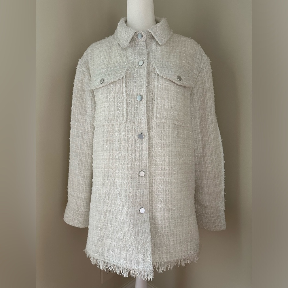 7 For All Mankind Womens’s White Fringe Jacket